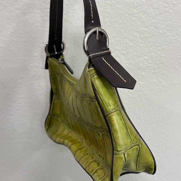 Coldwater Creek 90’s Vintage Faux Crocodile Lime Green Purse - Picture 5 of 12